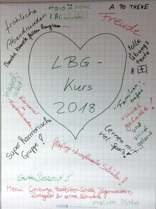 Flipchart mit Teilnehmer-Kommentaren zum LBG Workshop 2018